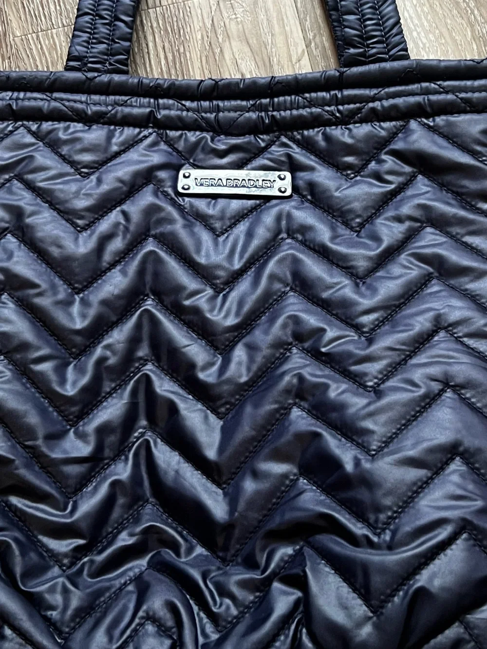 Navy and Ink Blue Reversible Vera Bradley Quilted Tote Bag